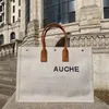 2024designer Ylss Rive Gauche Beach Tote Summer Bag Women Canvas and Weave Leather Large Capacity Handbag Luxury Fashion Shopping Top Linen Trav