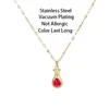 Pendentif Colliers Haute Mode Rouge Zircon Cristal Chanceux Bourse Pas Fade Or Couleur Chaîne À Lèvres Femmes Collier Femelle Cadeau D'anniversaire Bijoux