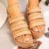 Sandals Women Fashion Platform Gladiator Open Toe Buckle Strappy Height Increase Summer Sandalias Size 43