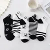 Women Socks 5 Par Pack Cartoon Animal Print Short Embroidered Girl Sweet Cotton Kawaii Casual Funny Zebra Panda Slippers Set