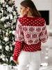 Kvinnors tröjor Autumn Winter Christmas Sweater Damer Kvinnor Stickover Women Sweater Snowflake Elk Print Sweaters Jumper 230831