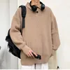Herrtröjor koreanska mode män chic lyxiga pullover toppar mens höst vinter vintage lös långärmad kintad tröja streetwear 230831