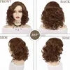 Cosplay Perucas Gnimegil Sintético Médio Marrom Curly Wig Side Parting Cabelo Natural Fluffy Peruca para Mulheres Negras Senhoras Festa Halloween Cosplay X0901