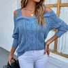 Women's Sweaters Off Shoulder Y2k Kintted Sweater Women Hollow Out Crochet Jumper Top E-girl Pullover Spring Autumn Winter Sueter Jumpers