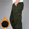 Męskie spodnie zimowe grube polarowe spodni menu bawełniane wojskowe workowate spodnie ładunkowe podwójna warstwa ciepłe termiczne długie spodnie 230831