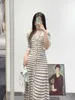 Sandro striped slim knit dress long skirt