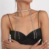 Pendant Necklaces Sexy Woman Rhinestone Long Tassel Necklace Personality Luxury Creative Jewelry