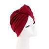 Etniska klädkvinnor turban Bonnet Soild Color Cotton Top Knot Inner Hijab Caps Ladies Head Wraps India Hat Hijabs Cap African Twist