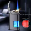 Rétro culbuteur en métal droit à flamme bleue Perspective chambre à huile lampe de poche Butane pas de briquet à gaz accessoires pour fumer Gadgets RECQ