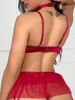 Ensemble sexy Lingerie sensuelle Bowknot Sous-vêtements en soie Soutien-gorge ouvert Valentine Ensembles érotiques Bref Fantaisie Tongs Sissy Sexy Ci-dessous Tenue 230808