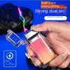 Transparent Shell Gradient Dual Arc USB Charging Lighter Outdoor Waterproof Mountaineering Camping Smoking Accessories Gadgets UJTI