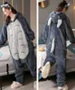 Thuis Kleding Unisex Volwassen Dier Pamas Warm Nachtkleding Zacht Pluche Totoro Onesies Jumpsuit Een Stuk Halloween Cosplay Homewear Anime Kostuum X0902