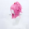 Cosplay Wigs HSIU Brand Guardian Sweetheart Cosplay wig Amu Hinamori Cosplay Girl pink High ponytail short hair Fiber synthetic wig x0901