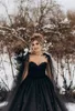 Gotycka czarna suknia balowa macierzyńska suknie ślubne z długimi opakowaniami w stylu koronki z koronkami zastosowane w rozmiarze Plus rozmiar de novia ślubne suknie 328 328