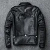 Men's Leather Faux Spring and Autumn Natural Sheepskin Jacket Black Soft Motocycle Jackets Motor Clothing Biker Slim Short Coat 230831