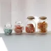 Flaskor mini transparent godisburk dekorativt glas med täckmatslagringstank container flaskan organisera lådan leksak