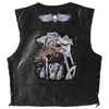 Gilet da uomo 2023 Gilet da uomo Giacca da motociclista Biker Retro Vera pelle di pecora Nera Locomotiva Veste Jaqueta Motoqueiro