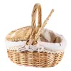 Dinnerware Sets Picnic Basket Vegetable Storage Snack Round Wooden Trays Woven Linen Home Weaving Toddler Onion