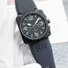 2023 neue Herren-Armbanduhren, automatische mechanische Uhr, Glocke, braunes Leder, schwarze Ross-Gummiuhren