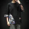 Camisetas masculinas estilo chinês três quartos de manga oversized legal camiseta o-pescoço solto e casual