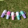 Water Bottles Rainbow Paint 40oz Insulation Cup Car Cup 304 Stainless Steel Straw Ice Cup Car Large Capacity Handle Wholesale Coffee Mug 230831