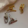 Pendientes de aro en forma de U de circonita blanca de marca clásica, pendientes dorados y plateados para regalo de mujer