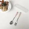 Serviessets Kinderen leren eten Trainingslepels Extra vork Plastic servieslepel Siliconen / roestvrij staal Babyaccessoires