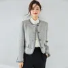 Women's Jackets 2023 Autumn Round Neck Versatile Slim Fit Short Coat Grey Style Women 15368