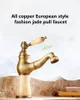 Bathroom Sink Faucets European Style All-Copper Antique Jade Pull-Out And Cold Basin Faucet