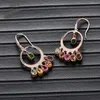 Boucles d'oreilles pendantes Bolai Tourmaline naturelle crochet en argent sterling 925 plaqué or rose multicolore pierres précieuses bijoux fins pour femmes
