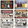 The Fluffy Butt Hut Vintage Retro Metal Sign Hot Chicks Funny Wall Art Sign Welcome To Our Coop Tin Signs Kitchen Farmhouse Wall Decor Cute Pet Animal Size30X20CM w01