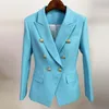 Kvinnors kostymer 1st Sky Blue Slim Sacka Jacka Fashion European Style Coat Office Lady Professional Costume Girl Birthday Present