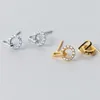 Studörhängen Fashion Round Form Zircon Studs Earring For Women Girl Korean Version 925 Sterling Silver Vintage Jewelry