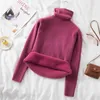 Maglioni da donna 2023 Inverno Caldo Pile Dolcevita Donna Coreana Casual Sottile Che Basa Magliette E Camicette Addensare Maglione Lavorato A Maglia Pullover Femminile