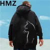 メンズパーカースウェットシャツhmz冬のハイストリートコットンメンズスウェットシャツファッションストリートウェアキャットプリントカジュアルルーズプルオーバーフーディー230831