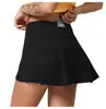 LU-383 Saias plissadas Roupas de ioga Tênis Golf Shorts esportivos com bolso interno Leggings femininas de secagem rápida Calças respiráveis para corrida, exercícios, fitness, roupas de ginástica