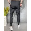 Męskie spodnie do kostki garnitur Drapuje proste proste spodnie męskie Solid Slim Slim Sukierek Office A154
