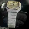 Orologio meccanico da uomo con glassa cubica di zirconi di lusso MISS Square in oro rosa 110 carati con diamanti misti e numeri romani AFWQL0DABDYN