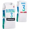 Wydrukowane 2023 Puchar Świata Słowenia koszulka koszykówki Luka Doncic 77 32 Bine Pretelic 30 Zoran Dragic 10 Mike Tobey 6 Aleksej Nikolic 7 Klemen Precelic National Team