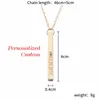 Pendant Necklaces Custom Necklace Engraved Four Sides Name Date Bar Chain Stainless Steel Jewelry Shellhard 2023