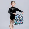 Stage Wear Children'S Latin Dancing Clothes Black Velvet Top Cake Skirts For Girls Ballroom Dance Competition Clothing Practice SL7637