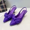 Klänningskor Summer Women Slingback Sandals Shoes Fashion Bow-Knot Pointed Toe Slip On Ladies Elegant Dress Pumps Shoes R230901