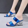 Sandaler damer mode flerfärgade öppna marinblå högklackade lady härlig sommar