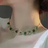 Designer Vierblättriges Kleeblatt Halskette Luxus Top Grüne Jade Chalcedon Kragenkette Frische INS Mode Halskette Van Clee Accessoires Schmuck Valentinstag Geschenk