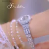 Inne zegarki 2023 Nowa kobieta luksusowy srebrny zegar diamentowy dla kobiet mody kwarcowy nadgarstki damskie sukienka dhinestone mała tarcza T230905