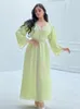 Roupas étnicas Mulheres Muçulmanas Vestido Marrocos Caftan Chiffon Diamante Abaya V Pescoço Manga Longa Solta Cinto Árabe Dubai Eid