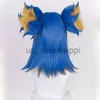 Cosplay Peruki Game Walorant Neon Cosplay Peruka Krótka Blue Mix Blond z 2 klipami Ponytails Odporne na ciepło syntetyczne włosy odgrywanie peruk Wig Cap x0901