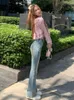 Jeans pour femmes Skinny Blue Y2K Pantalon Vintage Femmes Rétro Bouton Pantalon Causal Femme Taille Haute Mode Coréenne Denim 2023 Été