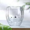 Кружки буусак творческий медведь кофе кружка милый животный двойной стеклянный чашка мультфильм прозрачная молочная леди чашки ребенка