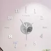 Horloge muette murale bricolage sans cadre 3d miroir autocollant décor à la maison horloge muette murale affichage de 12 heures horloge murale avec marque de temps 50x50 cm 230825 230825